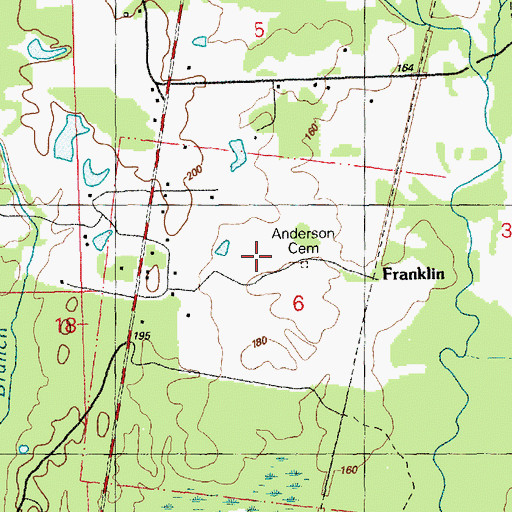 Topographic Map of Anderson Cemetery, MS