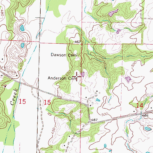 Topographic Map of Anderson Cemetery, MS