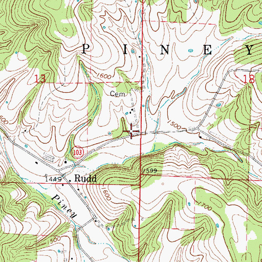 Topographic Map of Rudd School (historical), AR