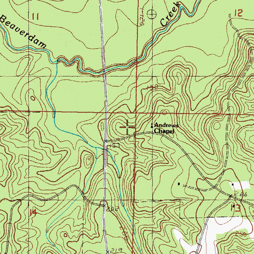 Topographic Map of Andrews Chapel, MS