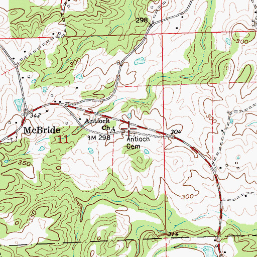 Topographic Map of Antioch Cemetery, MS