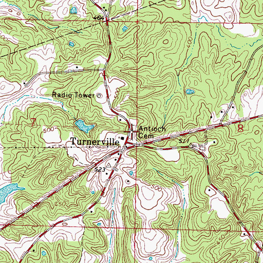 Topographic Map of Antioch Cemetery, MS