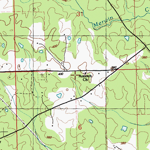 Topographic Map of Antioch Church, MS