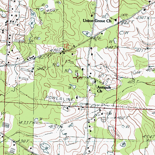 Topographic Map of Antioch Church, MS