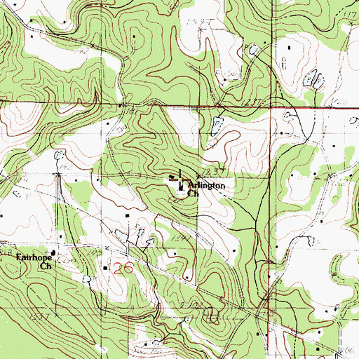 Topographic Map of Arlington Baptist Church, MS
