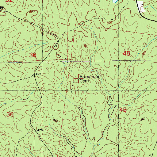 Topographic Map of Armstrong Cemetery, MS