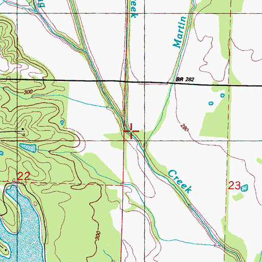 Topographic Map of Ash Creek, MS