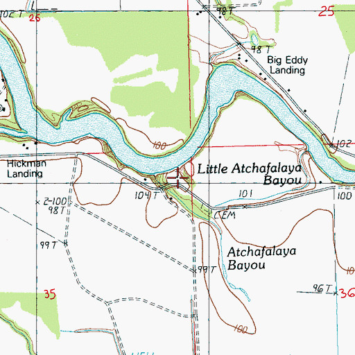 Topographic Map of Atchafalaya Bayou, MS