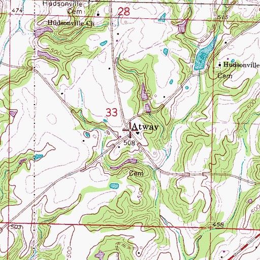 Topographic Map of Atway, MS