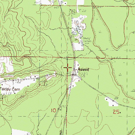 Topographic Map of Avent, MS