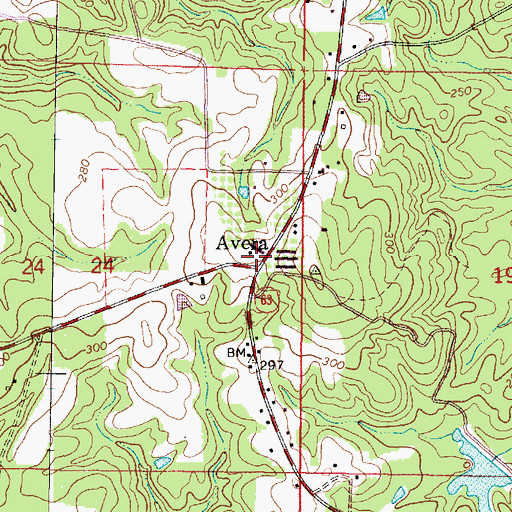 Topographic Map of Avera, MS