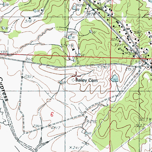 Topographic Map of Bailey Cemetery, MS