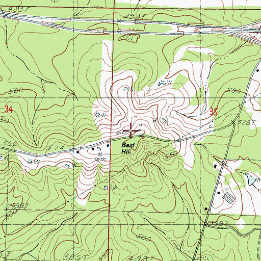 Topographic Map of Bald Hill, MS