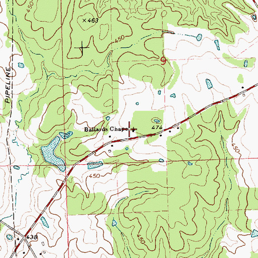 Topographic Map of Ballards Chapel, MS