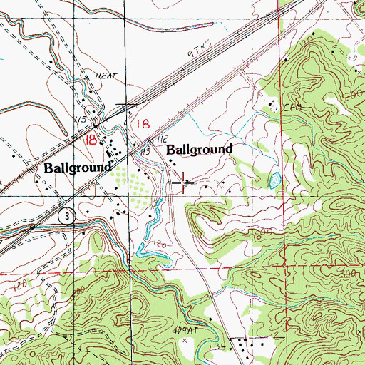 Topographic Map of Ballground, MS