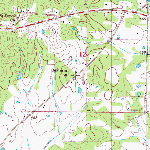Topographic Map of Banana Hill, MS