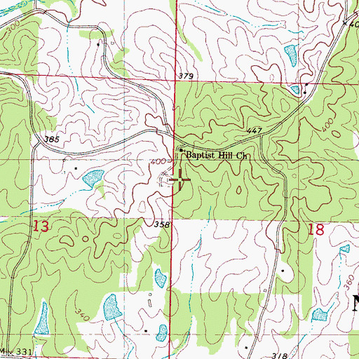 Topographic Map of Baptist Hill Cemetery, MS