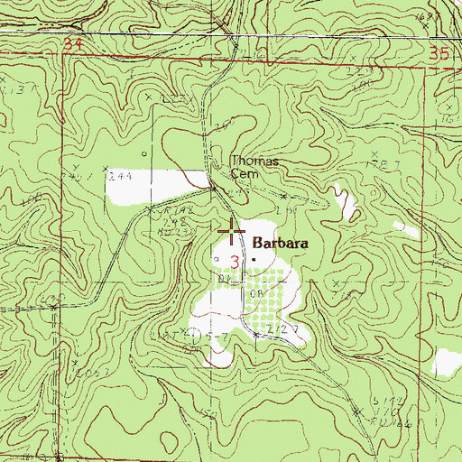 Topographic Map of Barbara, MS