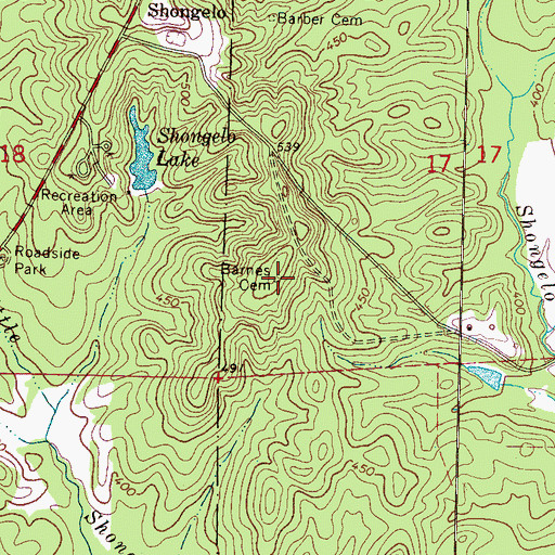 Topographic Map of Barnes Cemetery, MS