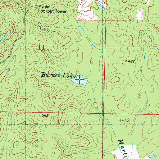 Topographic Map of Barnes Lake, MS