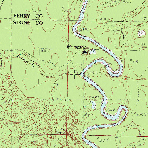 Topographic Map of Barney Branch, MS