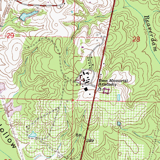Topographic Map of Bass Memorial Academy, MS