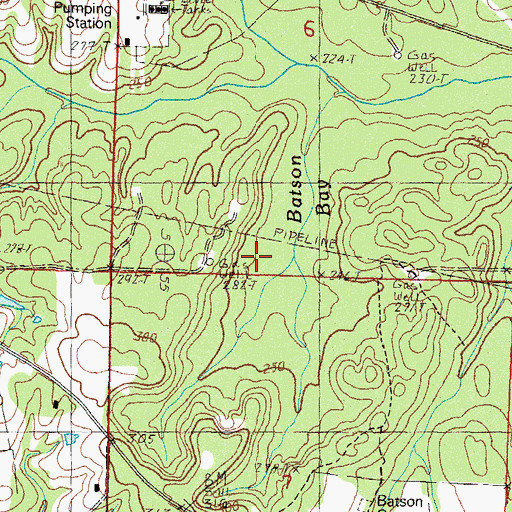 Topographic Map of Batson Bay, MS