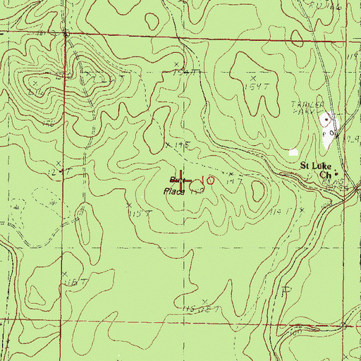 Topographic Map of Batt Place, MS
