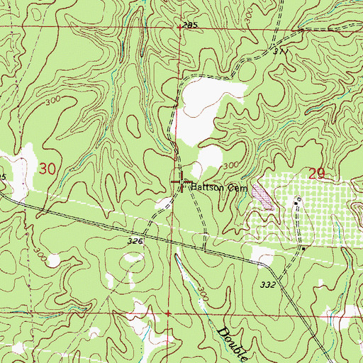Topographic Map of Battson Cemetery, MS