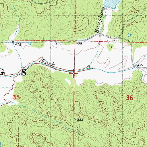 Topographic Map of Baugham Branch, MS