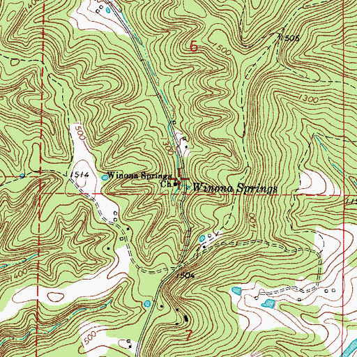 Topographic Map of Winona Springs (historical), AR