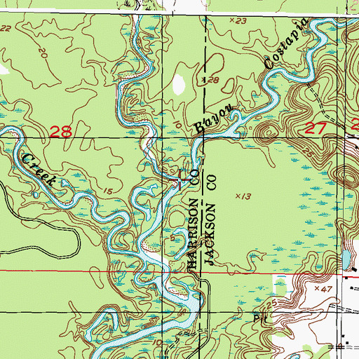Topographic Map of Bayou Costapia, MS
