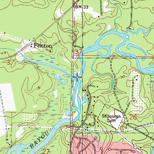 Topographic Map of Bayou La Terre, MS