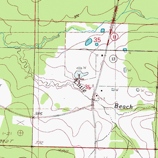 Topographic Map of Beach, MS