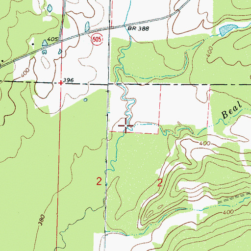 Topographic Map of Beal Creek, MS