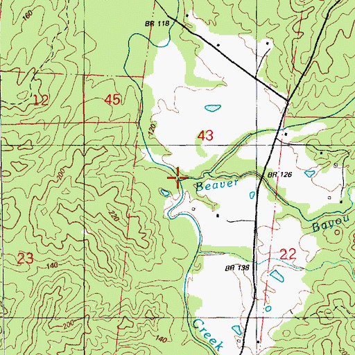 Topographic Map of Beaver Bayou, MS