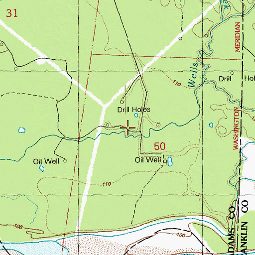 Topographic Map of Beaver Branch Oil Field, MS