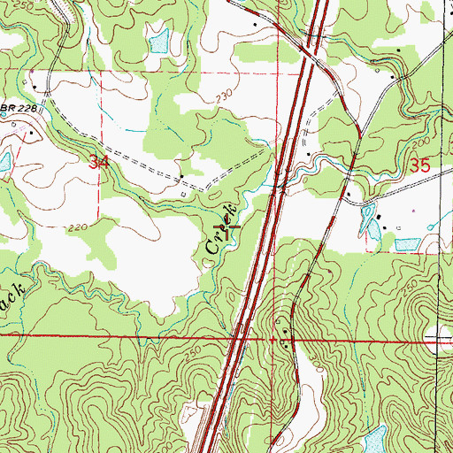 Topographic Map of Beaverdam Branch, MS