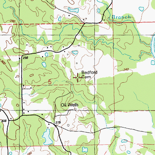 Topographic Map of Bedford Cemetery, MS