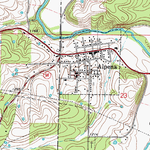 Topographic Map of Alpena Elementary School, AR