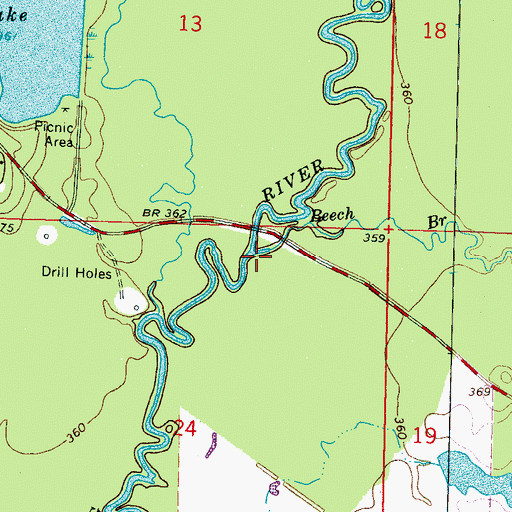 Topographic Map of Beech Branch, MS