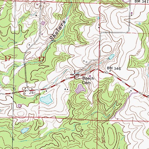 Topographic Map of Beech Cemetery, MS