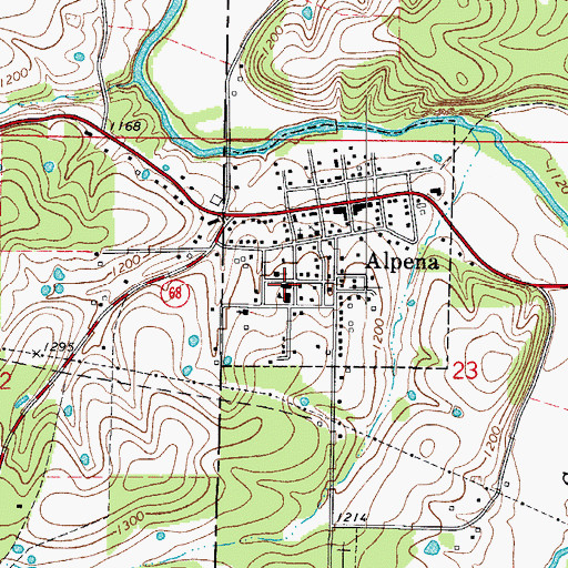 Topographic Map of Alpena High School, AR