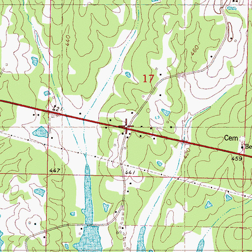 Topographic Map of Bellvue Church, MS