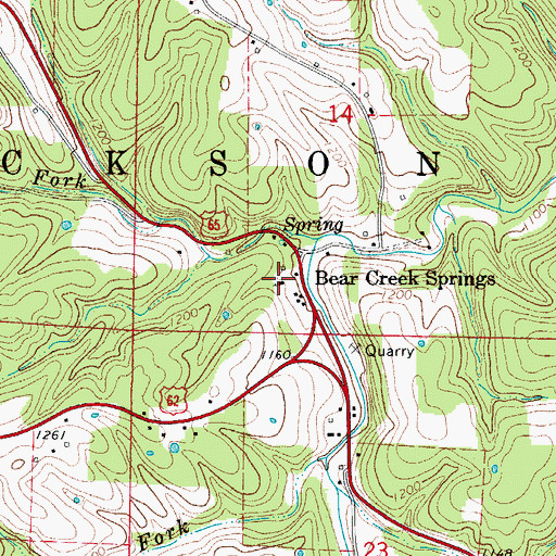 Topographic Map of Bear Creek Springs Baptist Church, AR
