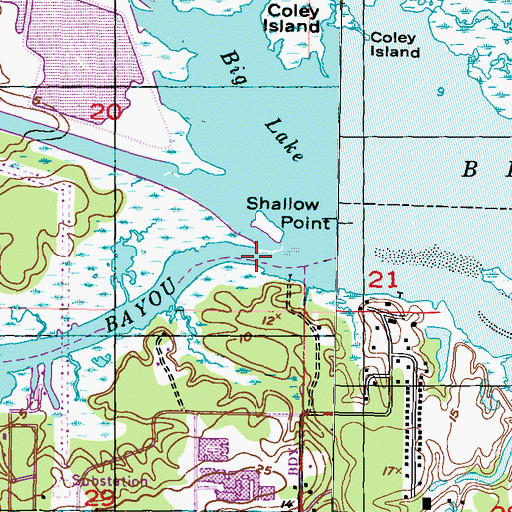Topographic Map of Bayou Bernard, MS