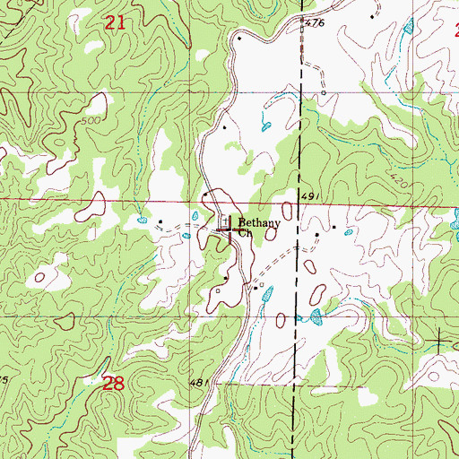 Topographic Map of Bethany Cemetery, MS