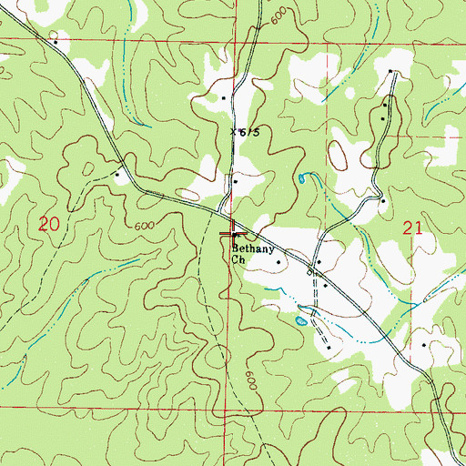 Topographic Map of Bethany Church, MS