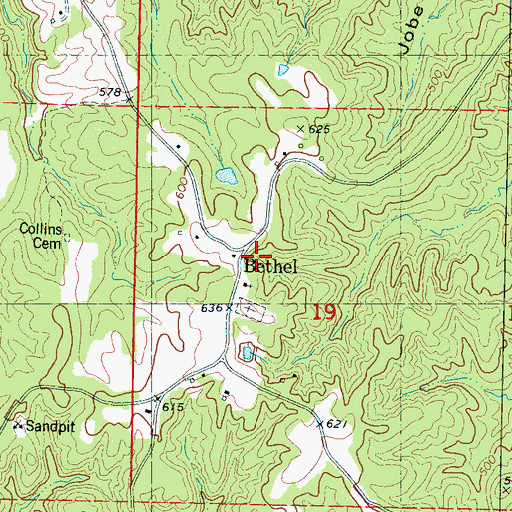 Topographic Map of Bethel, MS