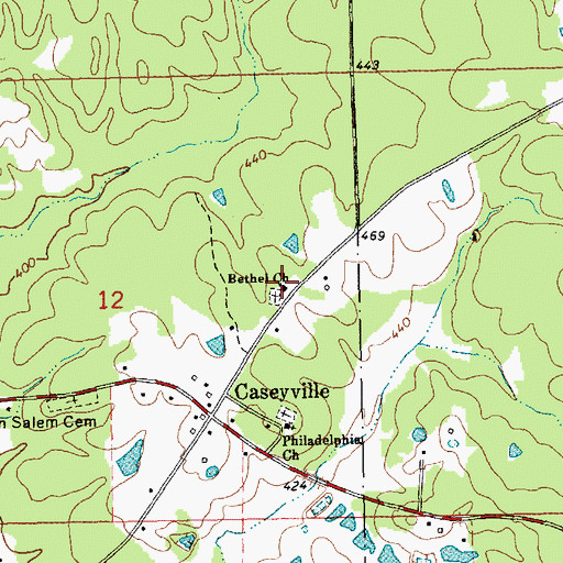 Topographic Map of Bethel Church, MS